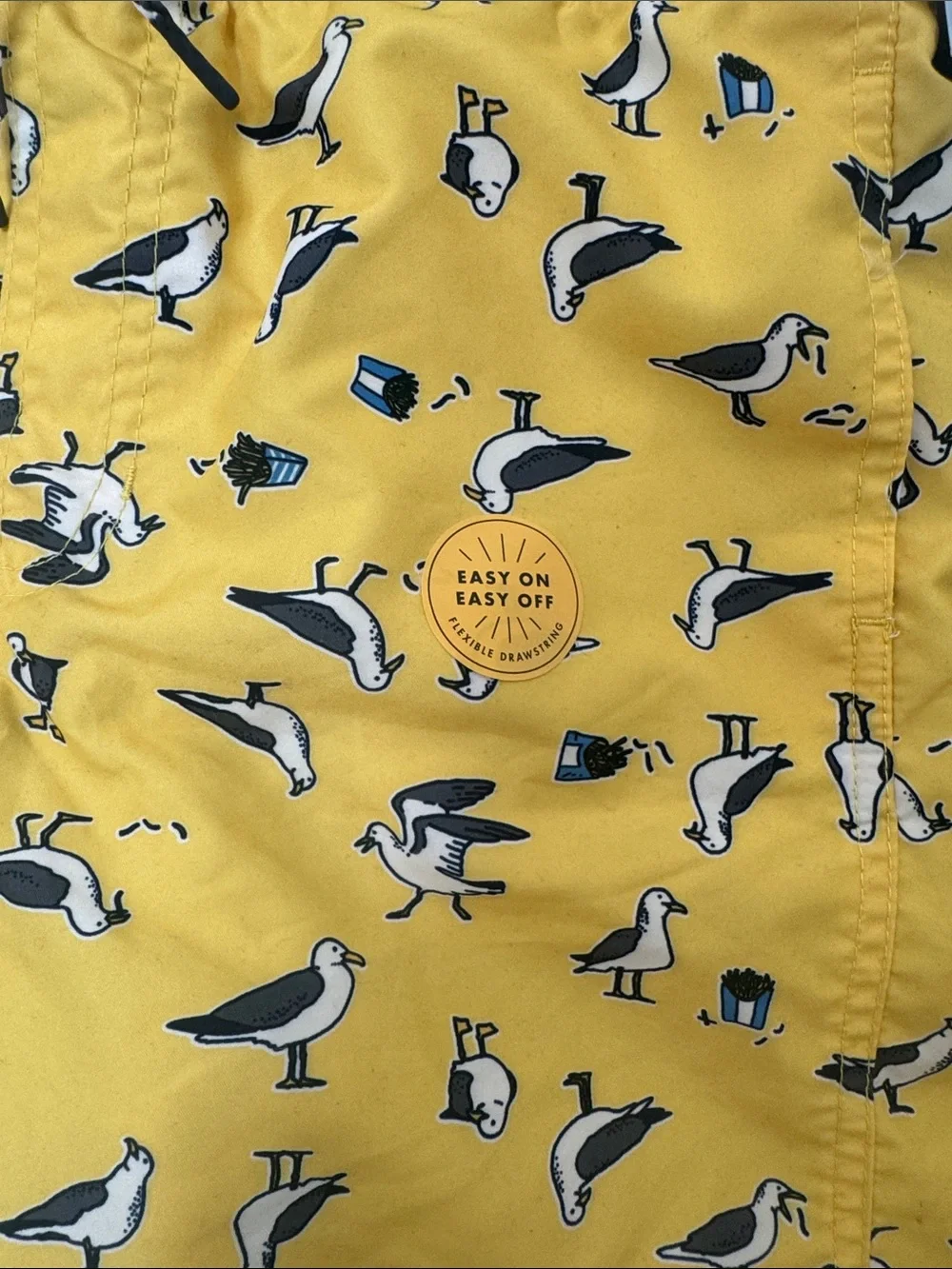 Cat & Jack Yellow Seagull-Print Swim Trunks